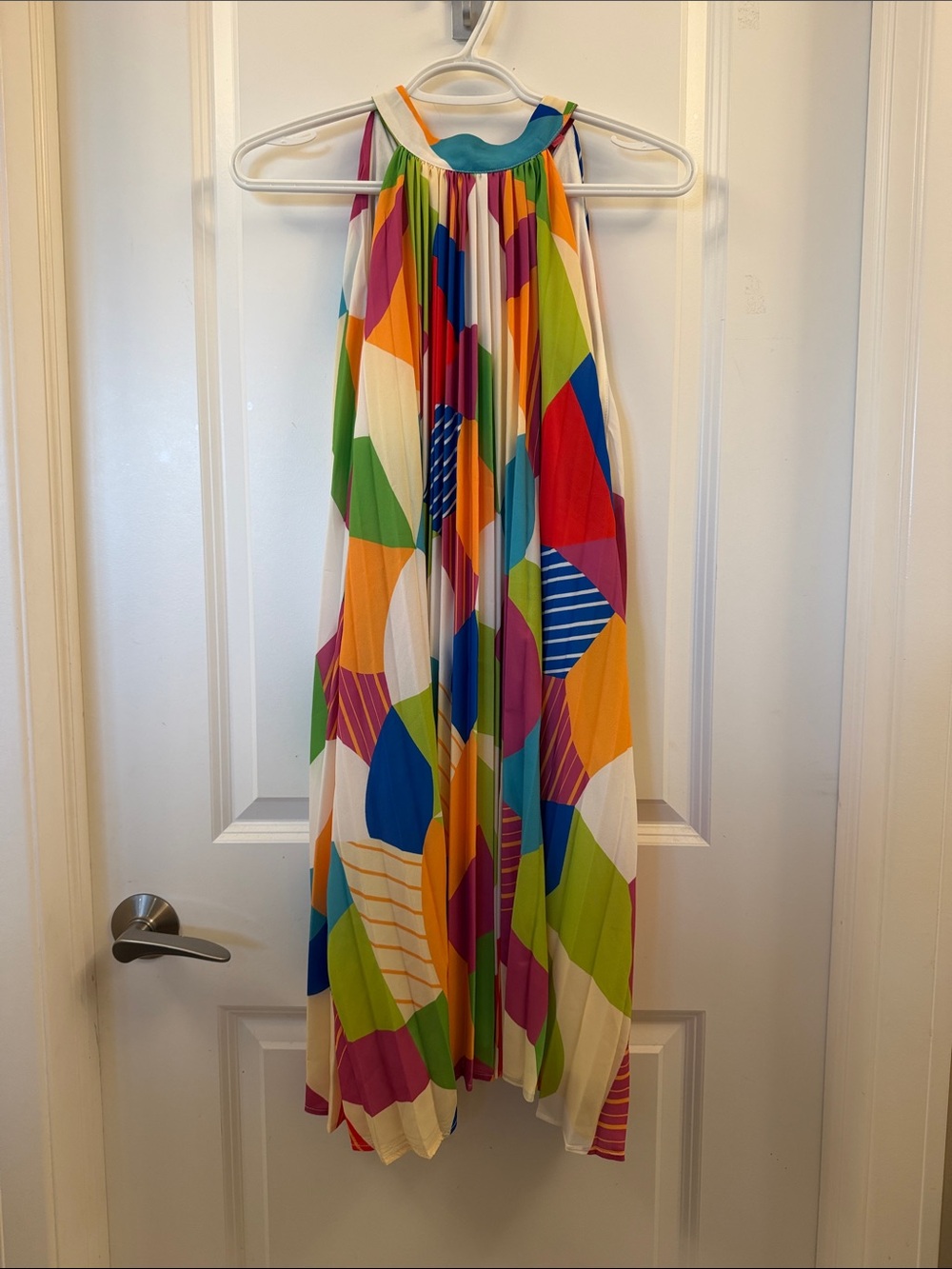 Flying Tomato Multicolor Geometric Pleated flowy dress